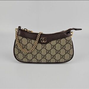 Gucci GG Pattern Mini Bag with Gold Chain